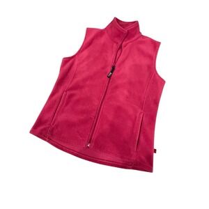 Woolrich Woolen Mills Fleece Vest Womens Med Pink Full Zip Pockets Outdoors